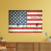 サイクリングライフ、星とストライプ キャンバスプリント (インサイチュ (リビング))