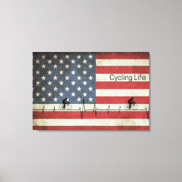 サイクリングライフ、星とストライプ キャンバスプリント