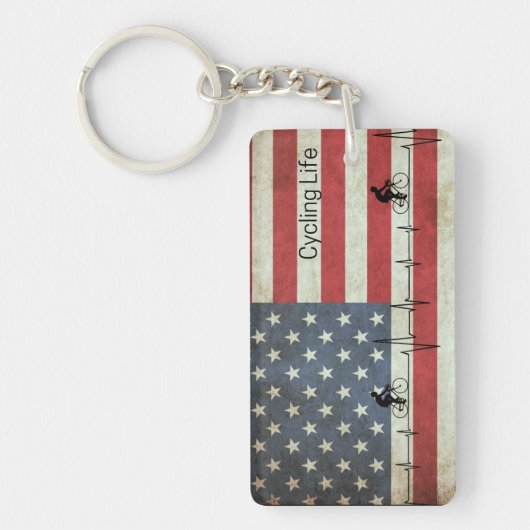 サイクリングライフ、星とストライプ キーホルダー (正面)