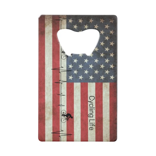 サイクリングライフ、星とストライプ クレジットカード栓抜き (正面)