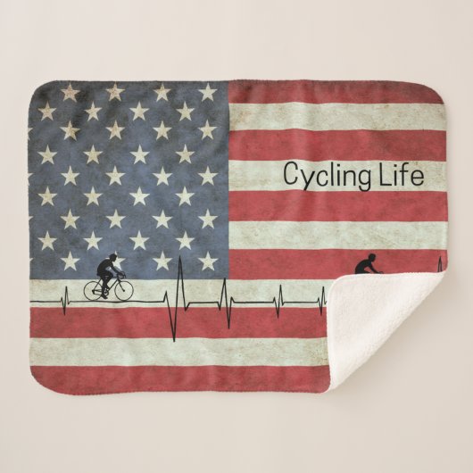 サイクリングライフ、星とストライプ シェルパブランケット (正面(横))