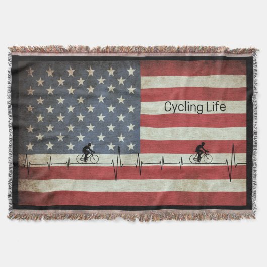 サイクリングライフ、星とストライプ スローブランケット (正面)