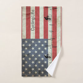サイクリングライフ、星とストライプ ハンドタオル