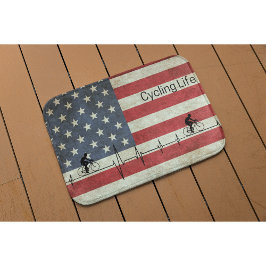 サイクリングライフ、星とストライプ バスマット