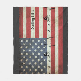 サイクリングライフ、星とストライプ フリースブランケット