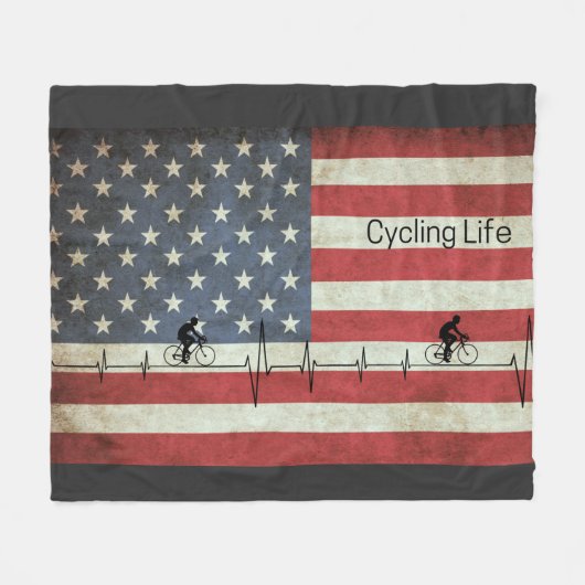 サイクリングライフ、星とストライプ フリースブランケット (正面(横))