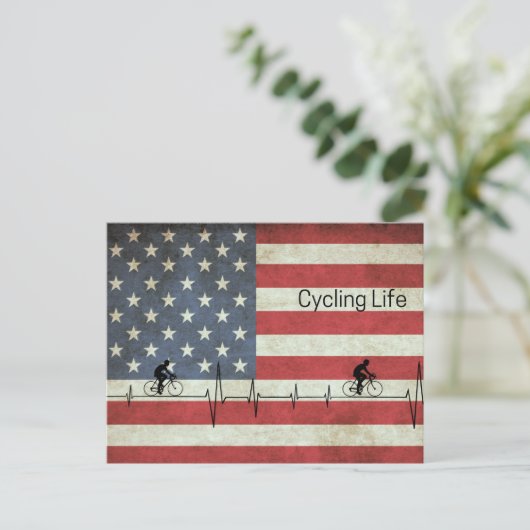 サイクリングライフ、星とストライプ ポストカード (スタンド正面)