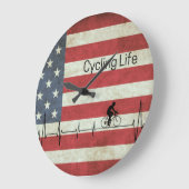 サイクリングライフ、星とストライプ ラージ壁時計 (傾斜)