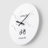サイクリングライフ、鳥として無料の大型クロック ラージ壁時計 (傾斜)