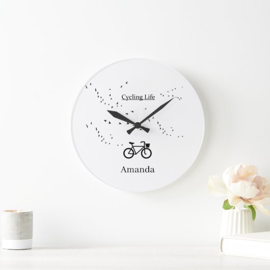 サイクリングライフ、鳥として無料の大型クロック ラージ壁時計 (ホーム)