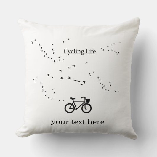サイクリングライフ、鳥として自由にカスタマイズ可能 クッション (正面)