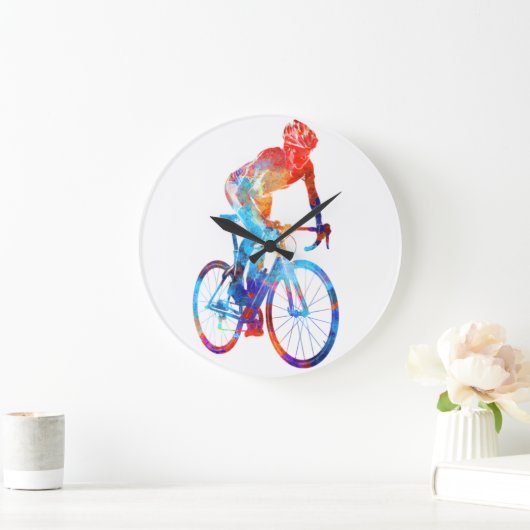 サイクリングロード自転車水絵画色' ラージ壁時計 (ホーム)