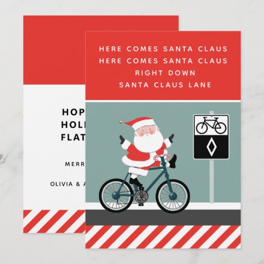 サイクリング好きのためのバイクの面白いクリスマスカード (正面/裏面)