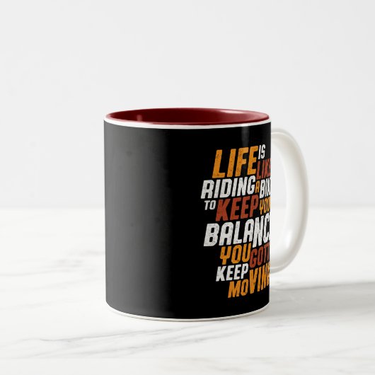 サイクリング感動的引用文ライフライディングバイクライフ ツートーンマグカップ (正面右)