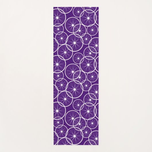 サイクリング柄の自転車の紫色の車輪 ヨガマット (正面)