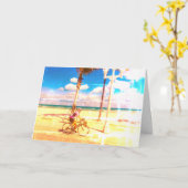 サイクリング沿いのビーチ カード (黄色い花)