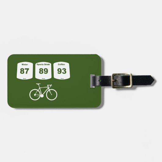 サイクリング燃料：水、スポーツ飲料、コーヒー ラゲッジタグ (正面横)