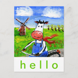 サイクリング牛 ポストカード