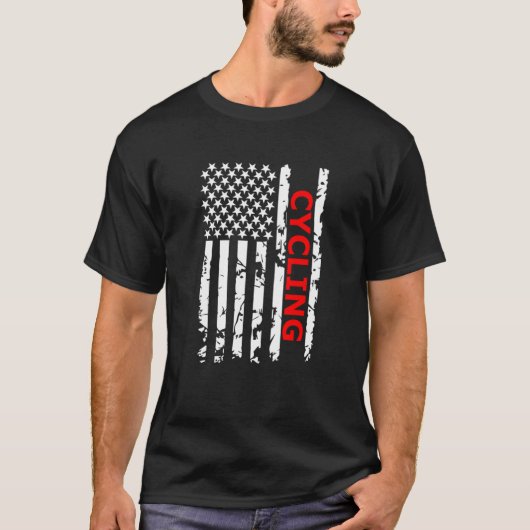 サイクリング米国国旗 Tシャツ (正面)