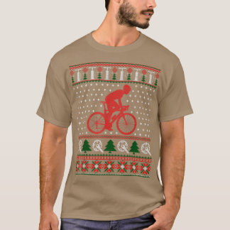 サイクリング自転車のクリスマスおもしろいの醜いクリスマスセーター Tシャツ