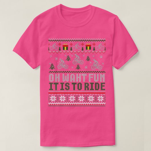 サイクリング自転車サイクリスト醜いクリスマスクリスマスS Tシャツ (デザイン正面)