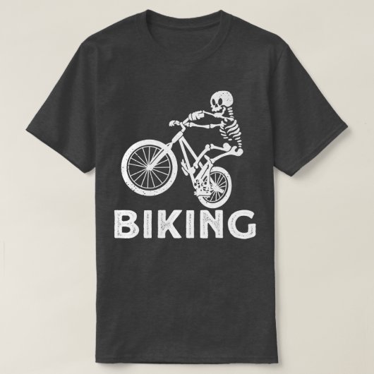 サイクリング自転車乗りサイクリングスケルトンバイクおもしろい Tシャツ (デザイン正面)