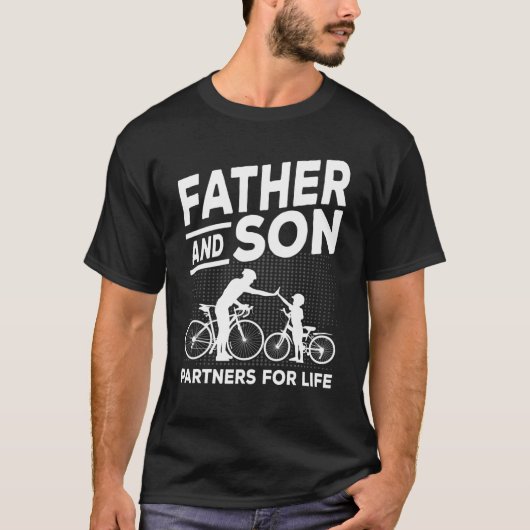 サイクリング親子自転車パパと少年 Tシャツ (正面)