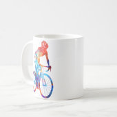 サイクリング道路自転車水絵画色 コーヒーマグカップ (正面左)