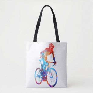 サイクリング道路自転車水絵画色 トートバッグ