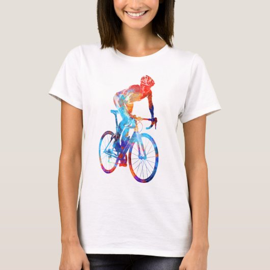 サイクリング道路自転車水絵画色 Tシャツ (正面)