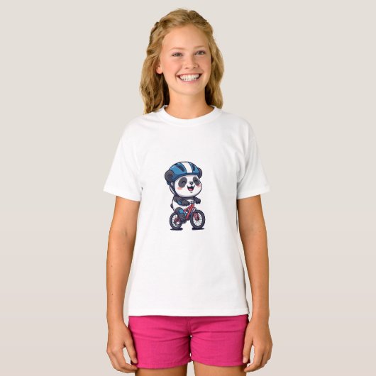 サイクリング アドベンチャー パンダ キッズ Tシャツ (正面フル)