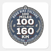 サイクリング センチュリーライド 100マイル 160km スクエアシール (正面)