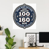 サイクリング センチュリーライド 100マイル 160km  ポスター (ホームオフィス)