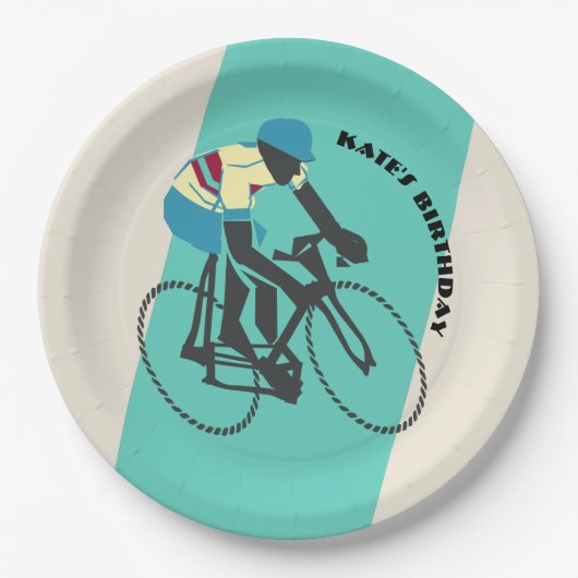 サイクリング(ターコイズ) ペーパープレート (正面)