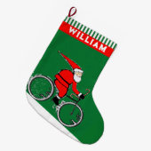 サイクリング ホリデー ラージクリスマスストッキング (正面 (吊り時))