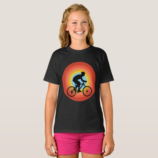 サイクリング 日没 ヴィンテージ Tシャツ (正面フル)