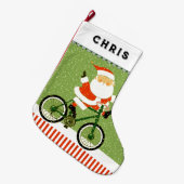サイクリング 自転車 ホリデー ギフト ラージクリスマスストッキング (正面 (吊り時))