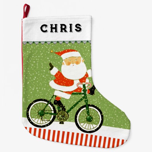 サイクリング 自転車 ホリデー ギフト ラージクリスマスストッキング (正面)