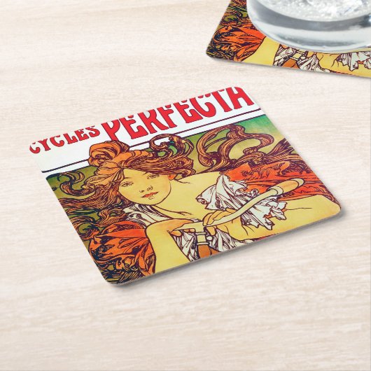 サイクルの完全、ミュシャ スクエアペーパーコースター (アングル)