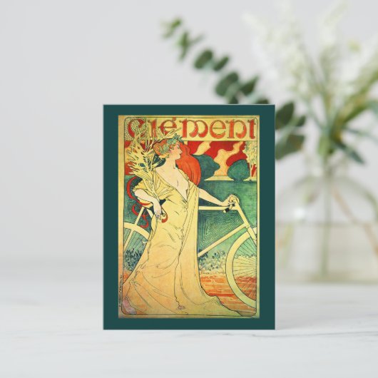 サイクルクレメントヴィンテージ自転車ポスター ポストカード (スタンド正面)