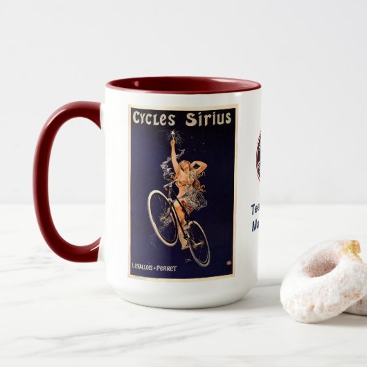 サイクルグラディエーターレトロヴィンテージサイクリング名前の追加 マグカップ (ドーナツ付き)