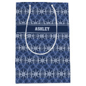 サイクルホイールブルーパターン名前をカスタムする ミディアムペーパーバッグ (正面)