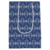 サイクルホイールブルーパターン名前をカスタムする ミディアムペーパーバッグ (裏面)