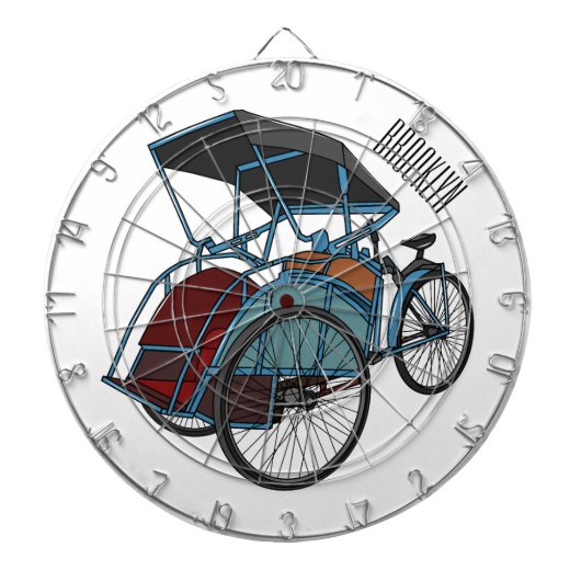 サイクルリクショーの漫画イラストレーション ダーツボード (正面)