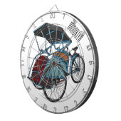 サイクルリクショーの漫画イラストレーション ダーツボード (正面右)