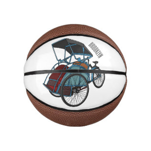 サイクルリクショーの漫画イラストレーション ミニバスケットボール