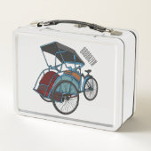 サイクルリクショーの漫画イラストレーション メタルランチボックス (裏面)