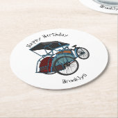 サイクルリクショーの漫画イラストレーション ラウンドペーパーコースター (アングル)