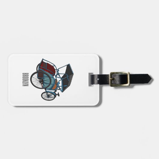 サイクルリクショーの漫画イラストレーション ラゲッジタグ (正面横)