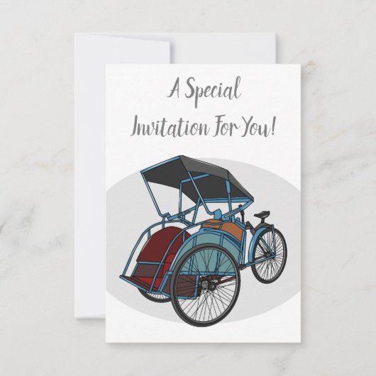 サイクルリクショーの漫画イラストレーション 招待状 (裏面)
